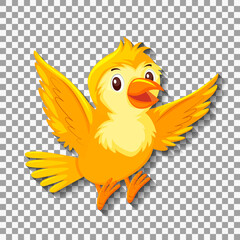 Cute yellow bird cartoon character