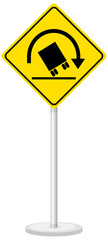 Yellow traffic warning sign on white background