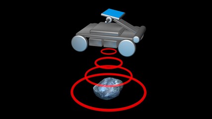 Ground penetrating radar GPR scanning earth. GPR emits scan signals to detect object below surface , underground structures and  formations. 3d render illustration