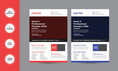 Modern Plumbing Flyer Design for a Company Template
template details:
Easy Customization and Editable
2 Color Versions
Full  Vector Eps. File
Size: A4 (210X297)
300 DPI resolutions