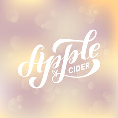 Vector illustration of apple cider brush lettering for banner, flyer, poster, clothes, patisserie, bistro, cafe logo, advertisement design. Handwritten text for template, signage, billboard, print 
