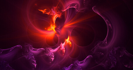 3D rendering abstract multicolor fractal light background