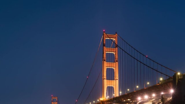 San Francisco Golden Gate Bridge Night Skyline Time Lapse Moore Rd Pier California USA