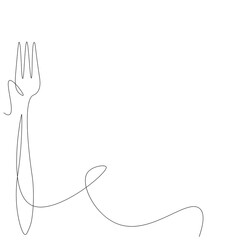 Fork silhouette line drawing. Vector illustration