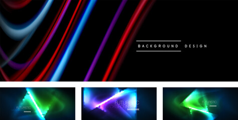 Set of beautiful minimal design geometric abstract backgrounds. Vector illustration for covers, banners, flyers and posters and other designs