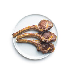 Grilled lamb chops on plate. © Jiri Hera