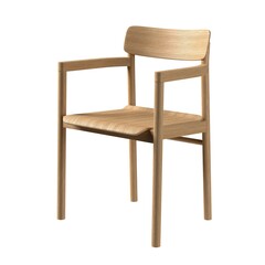 Chair with armrest isolated on white background. Post Chair By designer Cecilie Manz, 2019, Fredericia. 3D rendering.