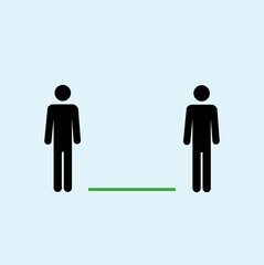 Social distancing. Prevention. Means of protection against the coronavirus epidemic. Keep a distance of 2 meters.