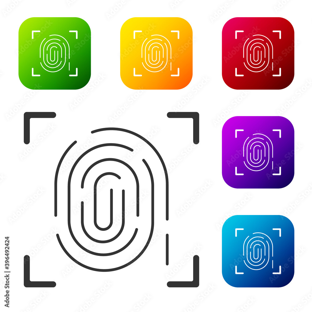 Aufkleber black fingerprint icon isolated on white background. id app icon. identification sign. touch id. set