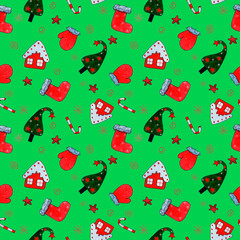 New Year's pattern watercolor on a blue background