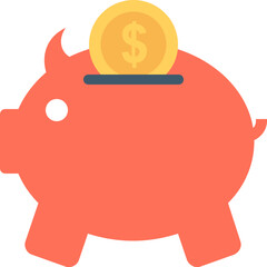 
Piggy Bank Flat Vector Icon 
