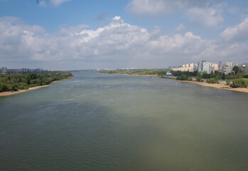 View of the wide river from the bridge