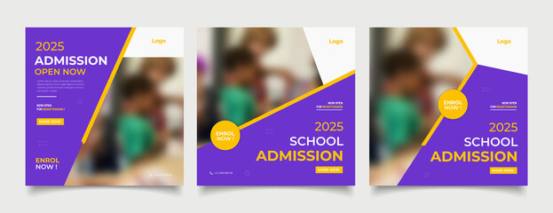 School education admission social media post and web banner template - obrazy, fototapety, plakaty