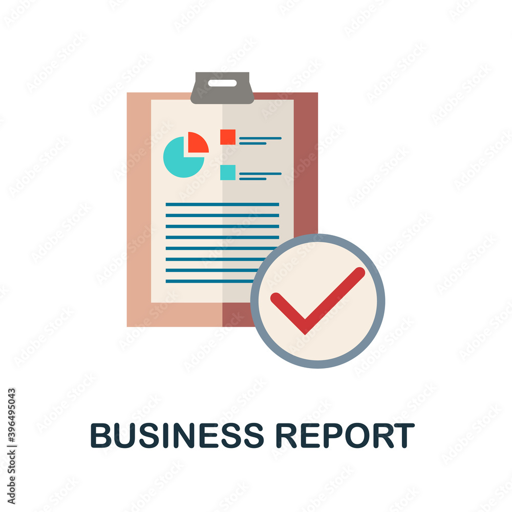 Aufkleber business report flat icon from reputation management collection. simple line element business report