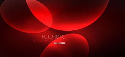 Neon ellipses abstract backgrounds. Shiny bright round shapes glowing in the dark. Vector futuristic illustrations for covers, banners, flyers and posters and other