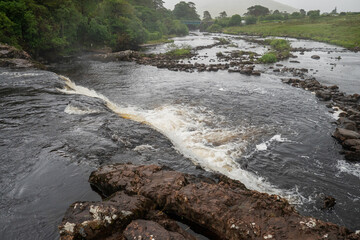 Aasleagh water fall in county Mayo, Ireland, Nature landscape. Nobody, Selective focus