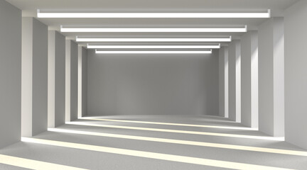 Obraz premium Abstract white interior empty room with white walls Premium photo