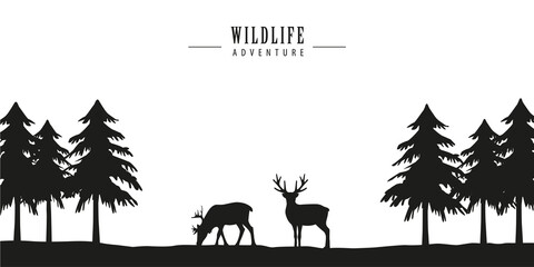 wildlife adventure deer in forest vector illustration EPS10