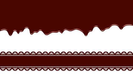 溶けて垂れるピンク色の苺味チョコレート背景とレースのリボンのセット Advertisement Wall Mural Advertiseme はらまこと