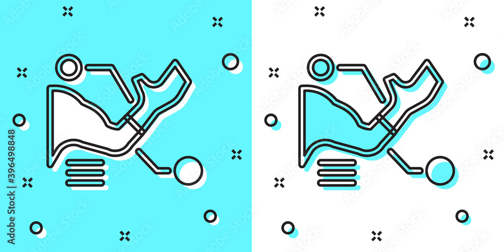 Poster black line prosthesis hand icon isolated on green and white background. futuristic concept of bionic
