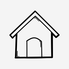 House building doodle vector icon. Drawing sketch illustration hand drawn line eps10