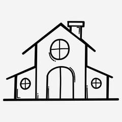 House building doodle vector icon. Drawing sketch illustration hand drawn line eps10