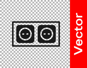 Black Electrical outlet icon isolated on transparent background. Power socket. Rosette symbol. Vector.