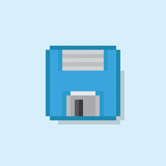 Diskette Pixel Art. Vector picture. Floppy disk pixel art. The memory storage unit is obsolete.