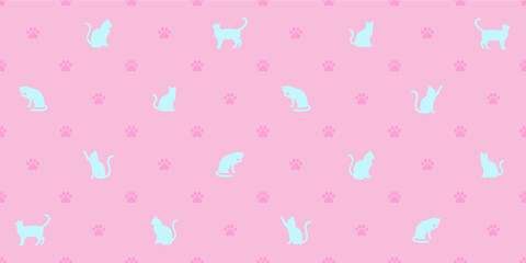Cats silhouette seamless pattern. Vector illustration background for surface, t shirt design, print, poster, icon, web, graphic designs. 