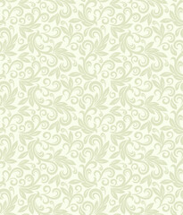 Seamless light background with beige pattern in baroque style. Vector retro illustration. Ideal for printing on fabric or paper for wallpapers, textile, wrapping.