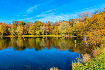 Potawatomi Woods and Lake view in Wheeling Township of Illinois