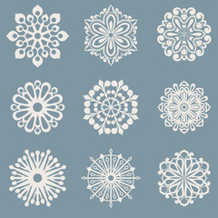 Abstract white snowflake shapes
