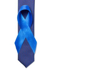 Blue ribbon. Awareness prostate cancer of men health in November. Blue ribbon, fashion tie isolated...