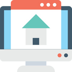 
Online Property Flat Vector Icon 
