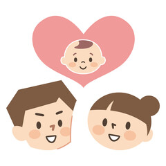 仲良し家族のイラストレーション