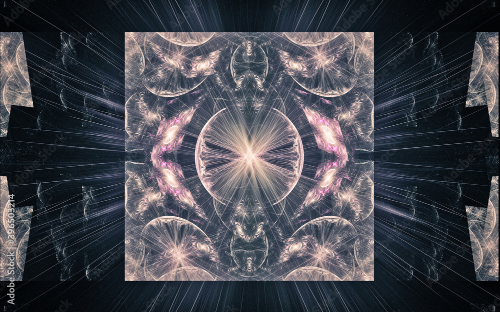 Aufkleber digital image generated on a computer consisting of beautiful abstract geometric shapes, lines of di