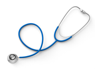 Blue stethoscope isolated on white background. 3d render