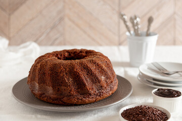 chocolate muffin on a plate