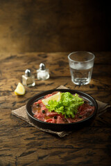 Traditional homemade beef carpaccio