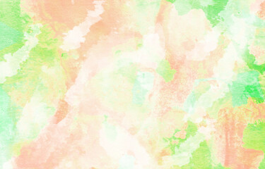 Abstract watercolor peach, white and green background