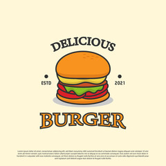 delicious Burger shop logo design illustrations, best for fast food logo image