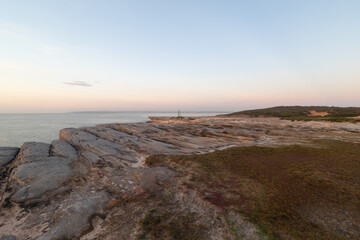 Empty rock cliff along the coastline.