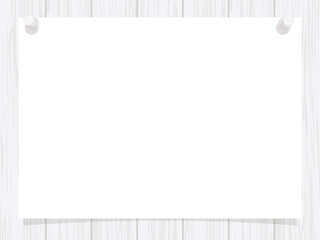 木の板に押しピンで紙が貼ってある背景-Background of paper pasted on a wooden board with a push pin