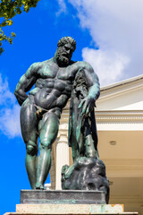 Fototapeta na wymiar Hercules of Farnese statue in Catherine park at Tsarskoye Selo in Pushkin, Russia