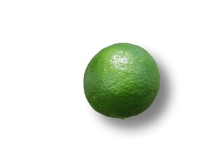 Green lemon on a white background.