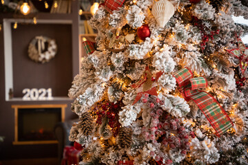 A beautiful living room decorated for Christmas, Happy New Year 2021