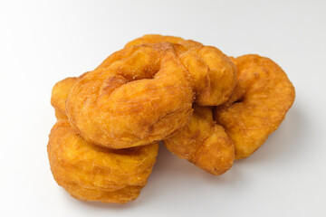 Pretzel bread on white background