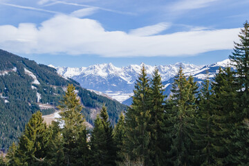 Ski slopes at Zell am see. Ski slopes in Kaprun on the Gletscher glacier. Winter landscape in the alps. Austria