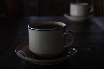 Cup of Luwak Coffee on table in Temanggung, Indonesia