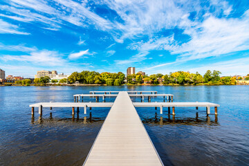 Rock River view in Rockford Town of Illinois